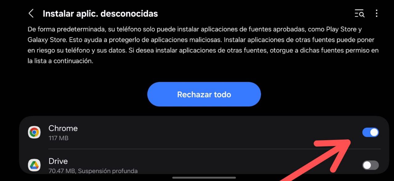 Permitir orígenes desconocidos